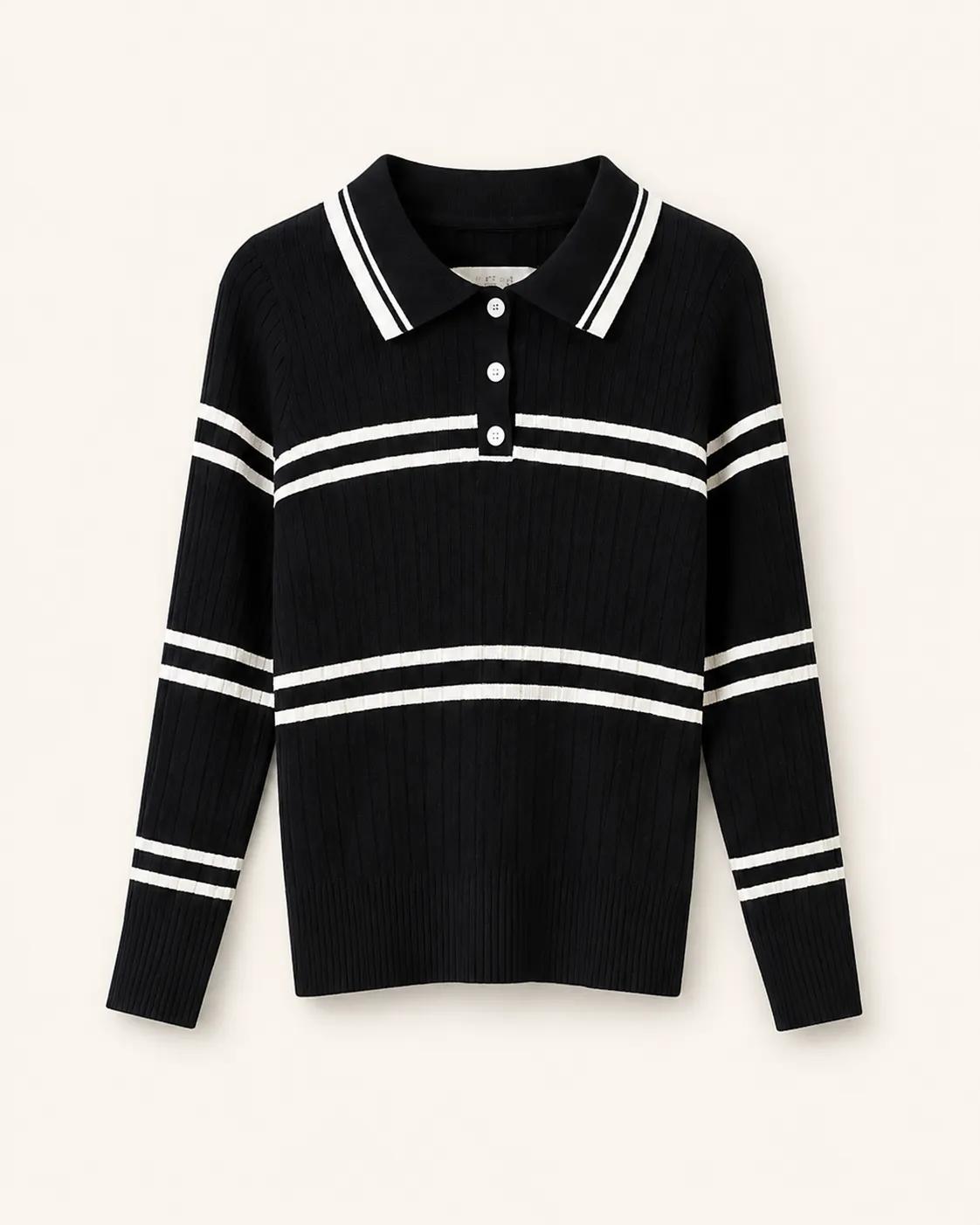 Striped-Collar Knit