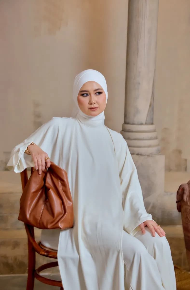 Neya Series Abaya- Ivory White