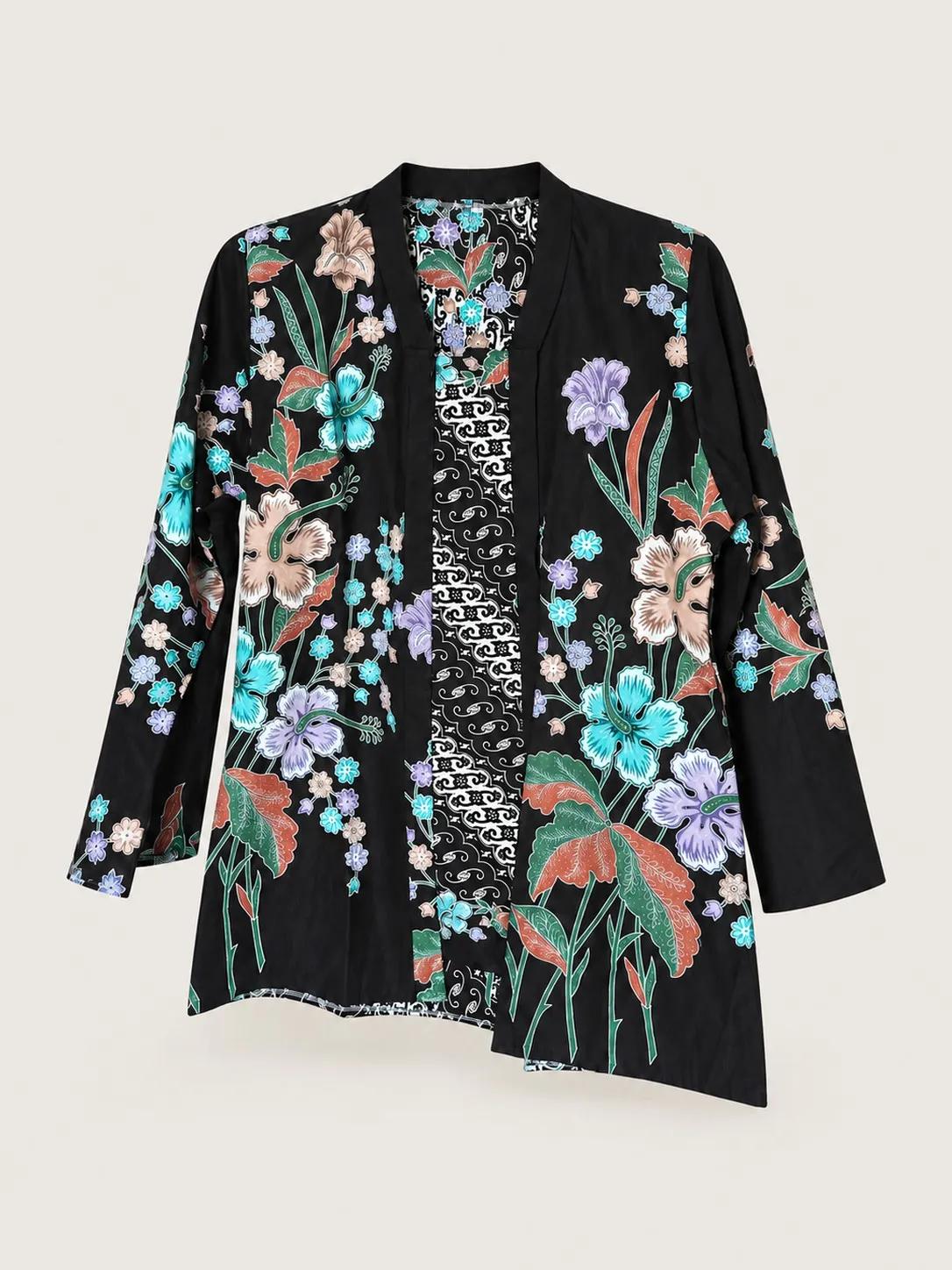Kebaya Batik Bunga Raya – Hitam Teal