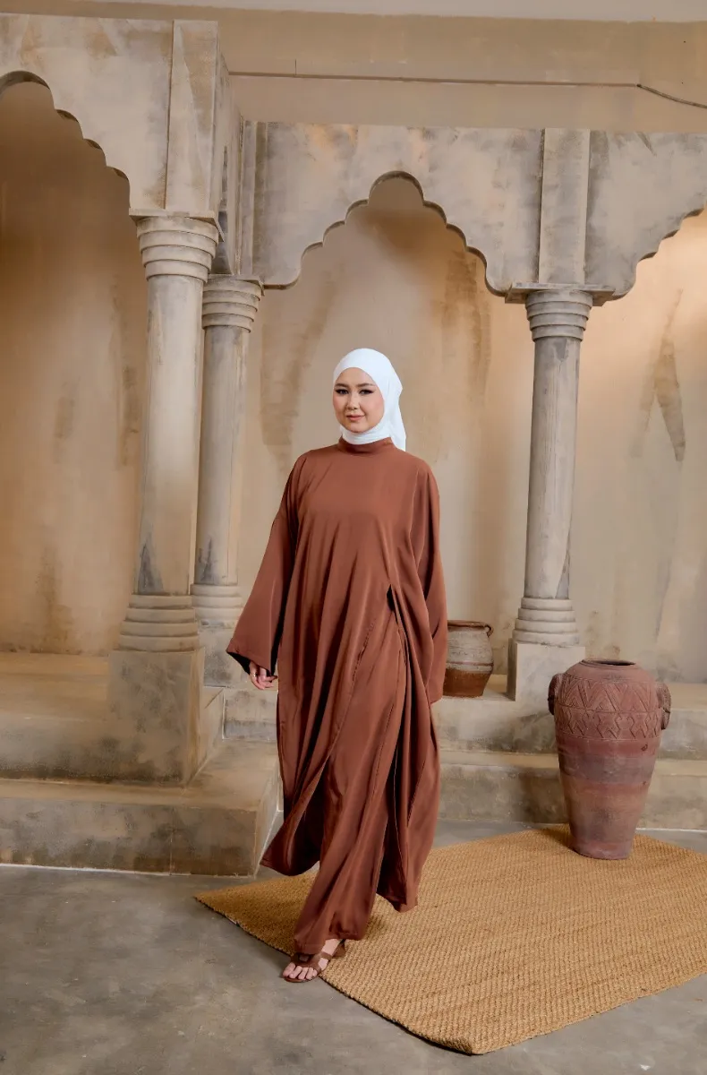 Neya Series Abaya- Rosewood Brown